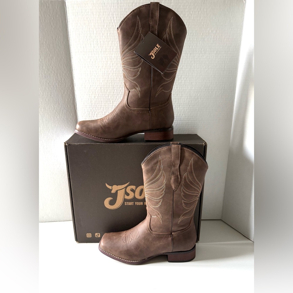 J's.o.l.e Western Cowgirl Cowboy Boots Brown Size 40 / US 9.5